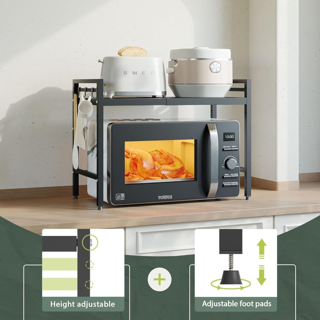 2 Tier Expandable Microwave Stand countertop,Microwave Oven Rack