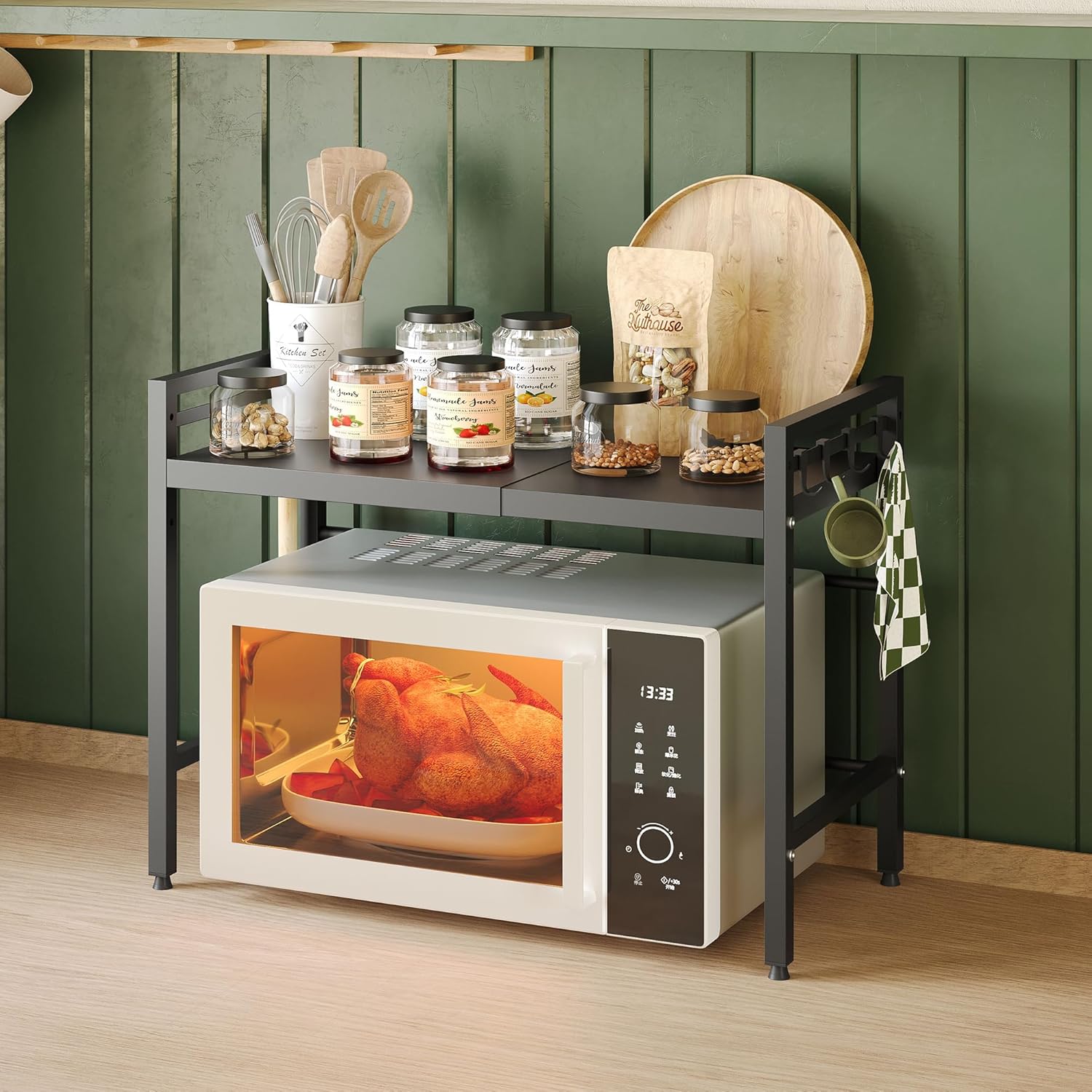 2 Tier Expandable Microwave Stand countertop,Microwave Oven Rack