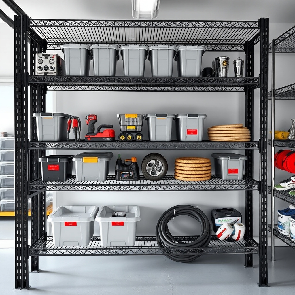 garage storage shelves in action