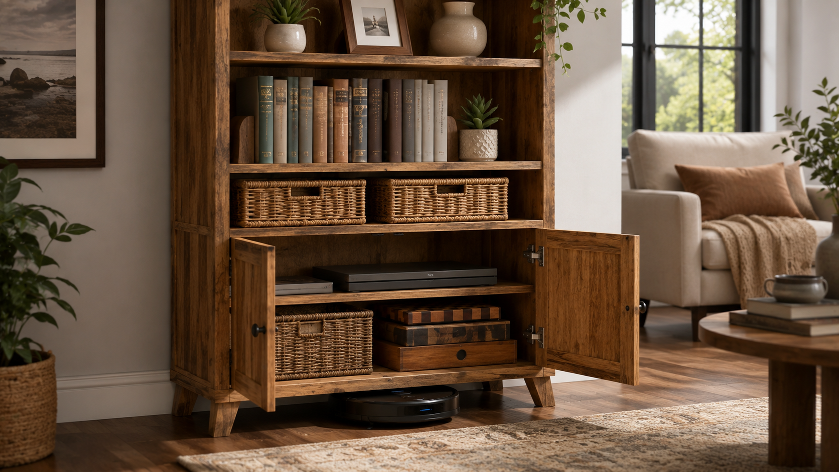 vasagle liry farmhouse bookshelf in action