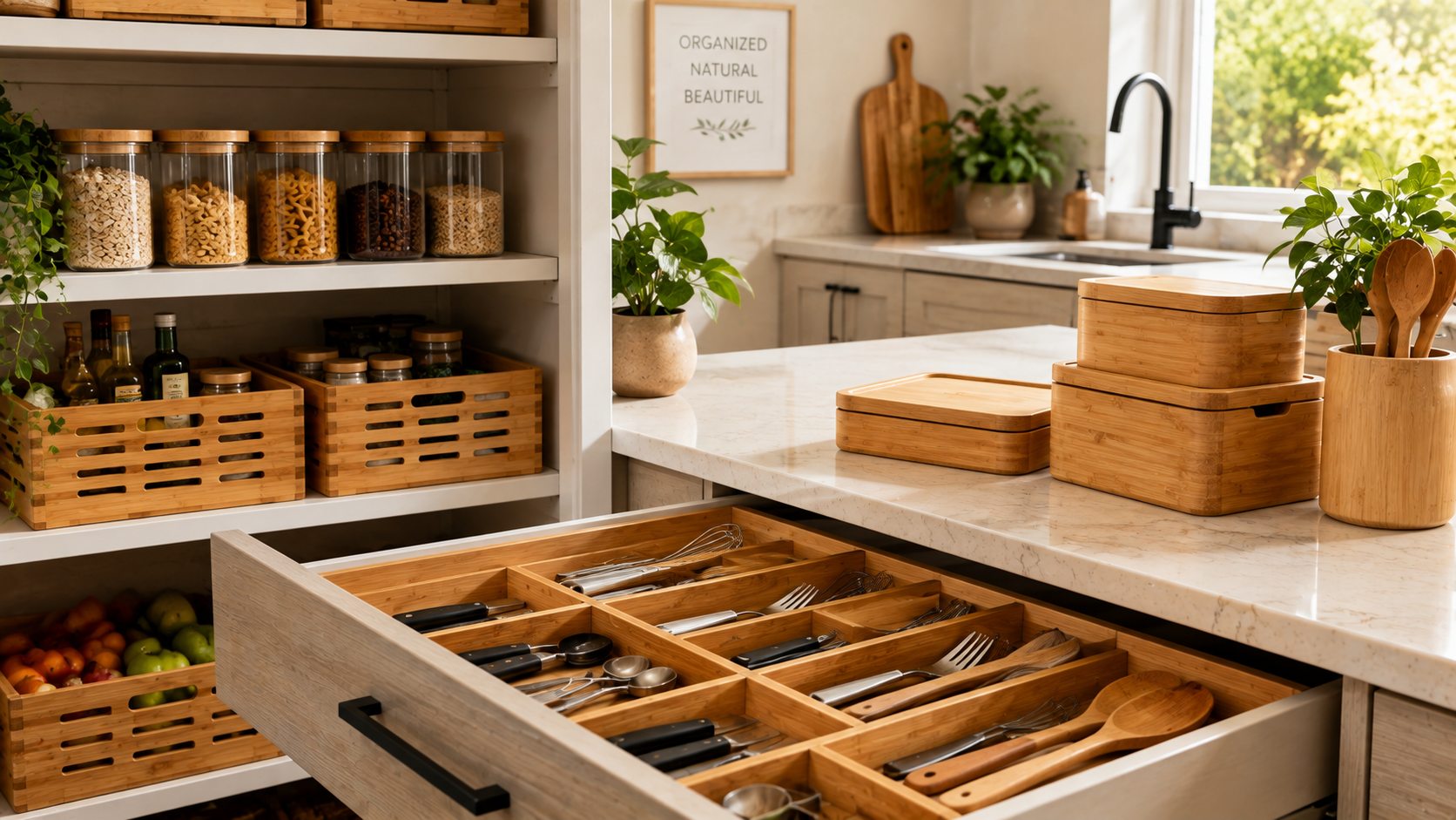 bamboo kitchen organizer