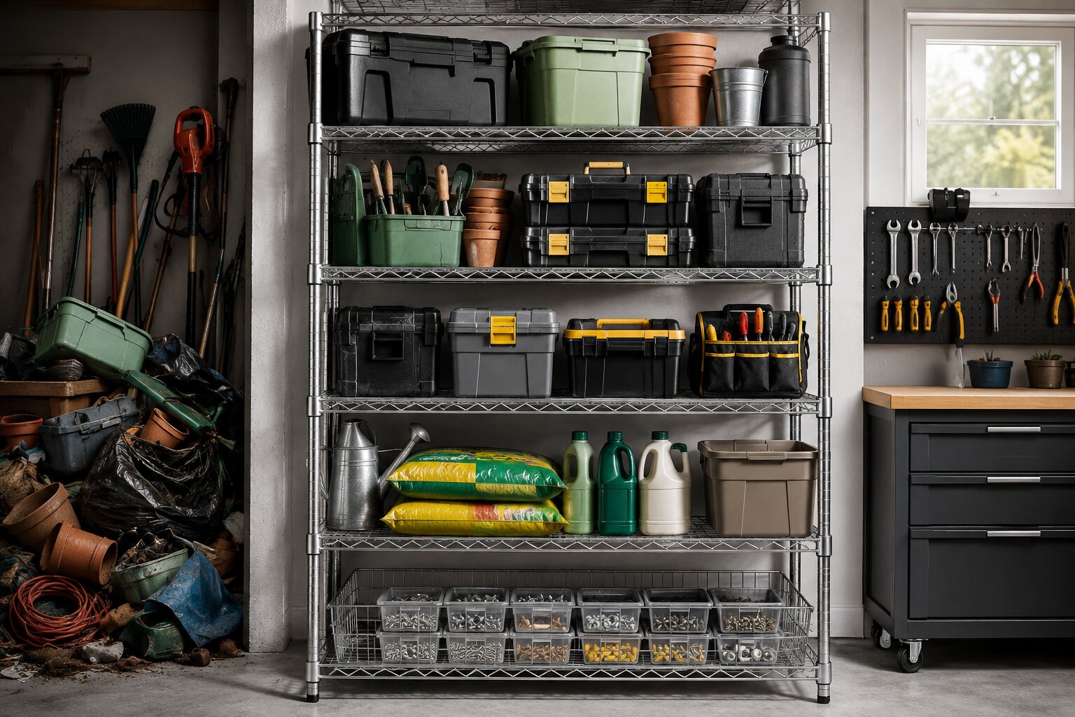 whitmor wire shelving unit in action