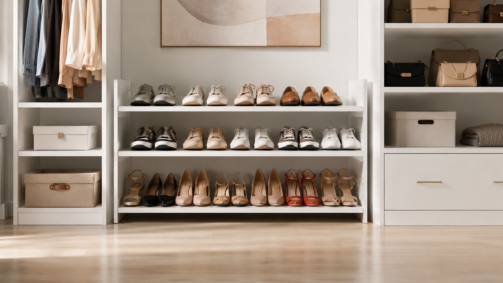Whitmor Stackable Shoe Rack: Expert Review for Closets (2026) 2 whitmor stackable shoe rack in action