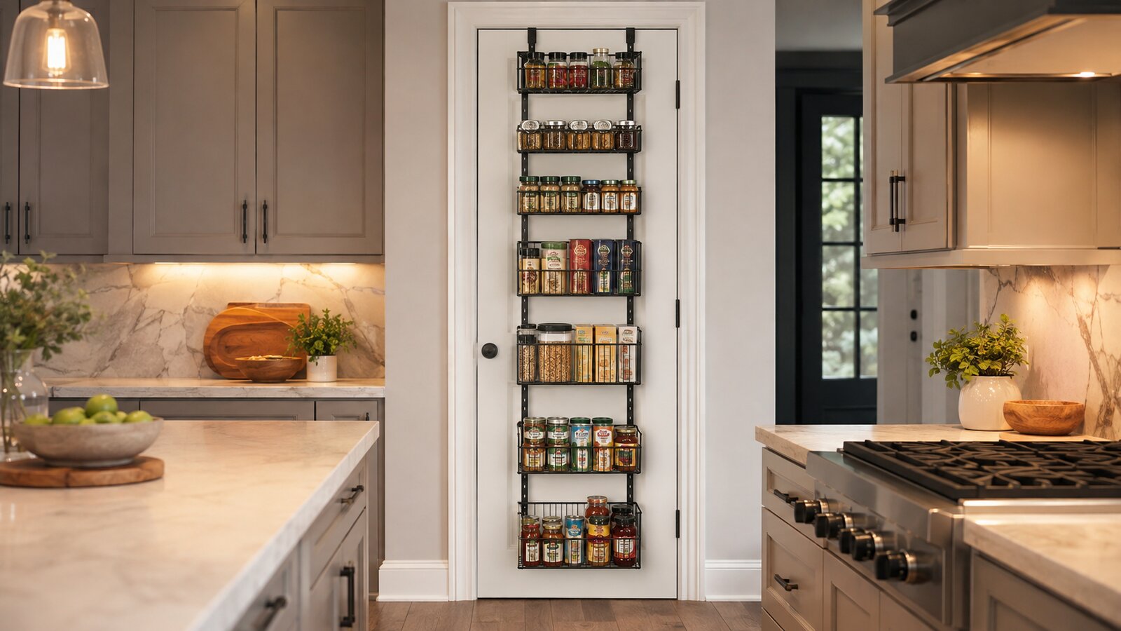 home-complete over the door pantry organizer - 9-tier organizer for bathroom, closet, or kitchen storage - pantry organizers and storage (black) product view
