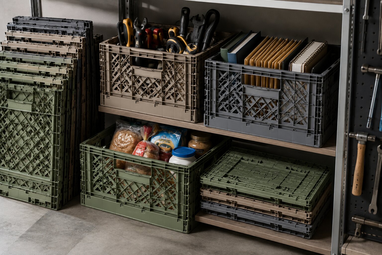 clevermade collapsible milk crate in action