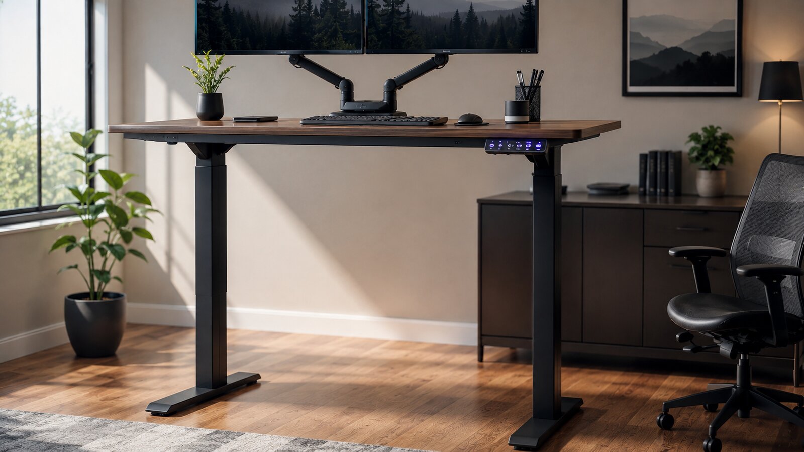 Adjustable Standing Desk storage setup