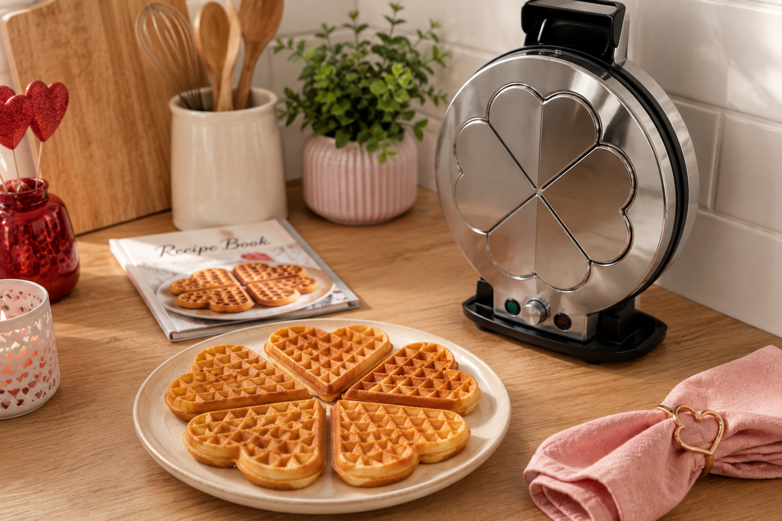 euro cuisine heart waffle maker in action