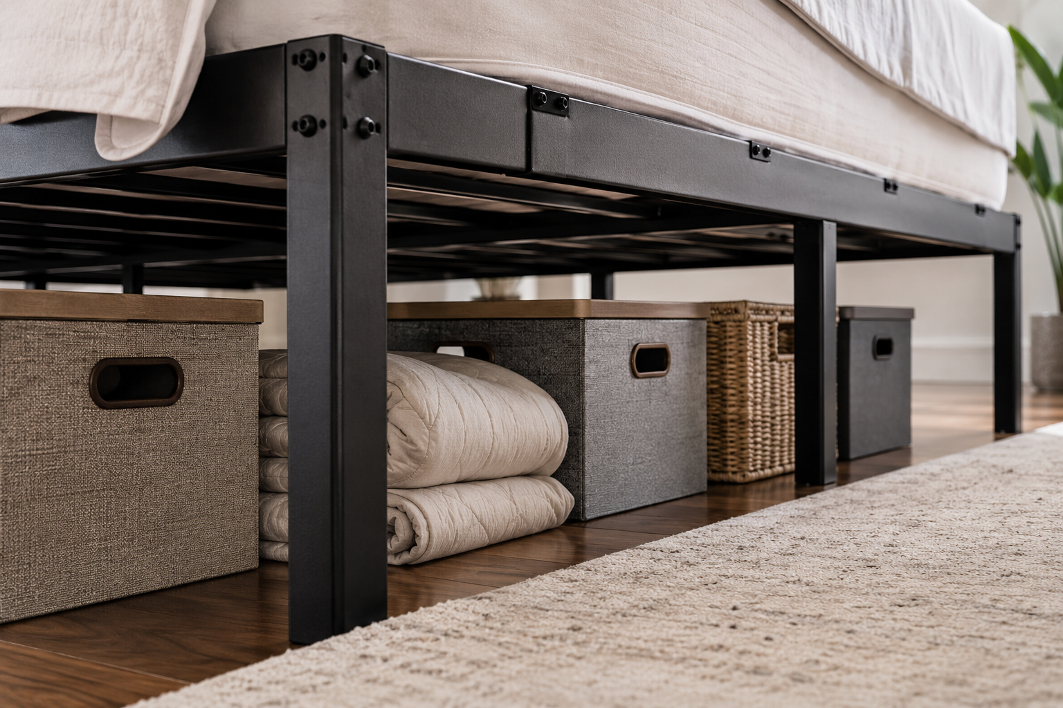 zinus 14 inch rumi metal bed frame in action