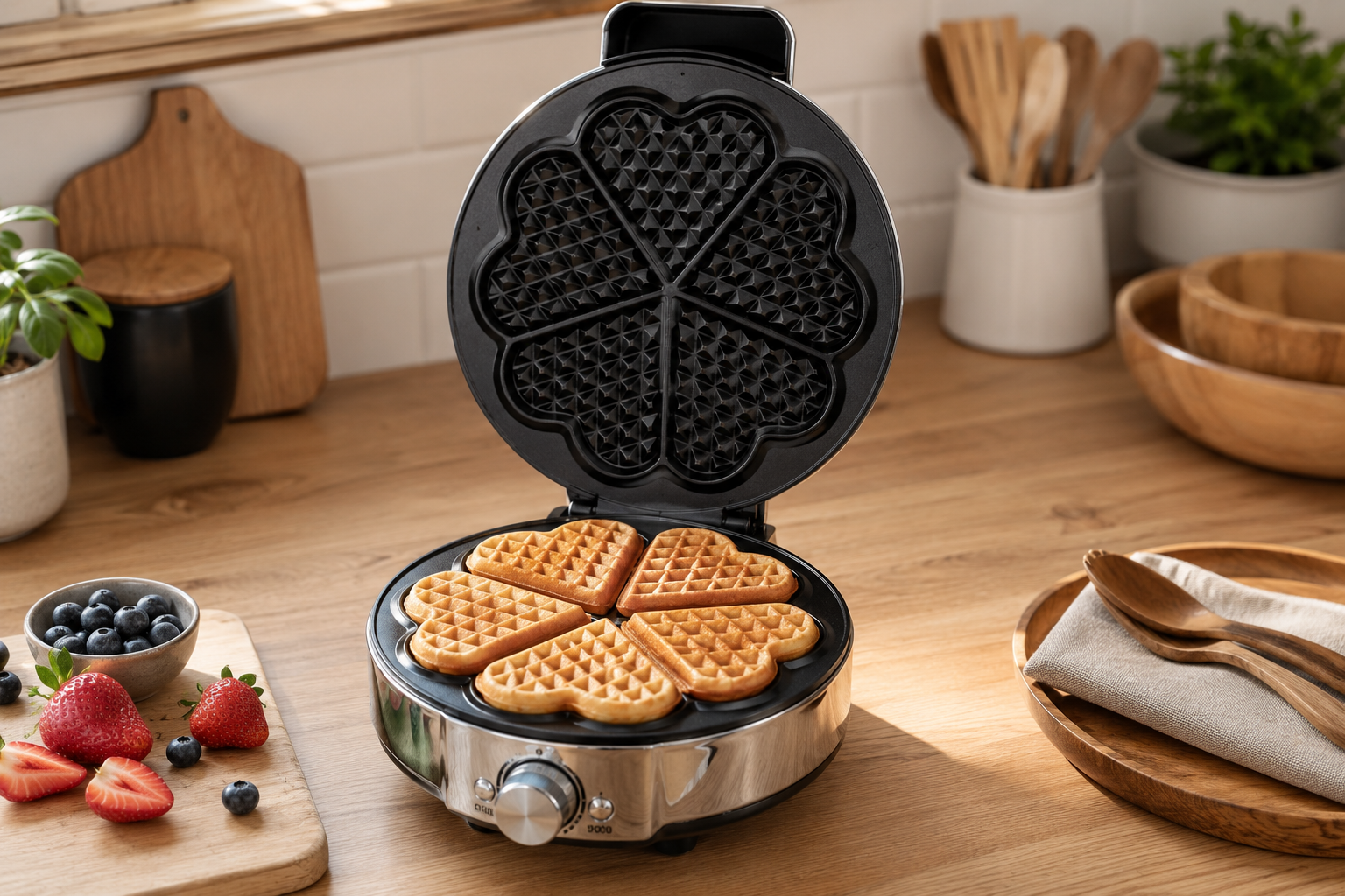 euro cuisine heart waffle maker product view