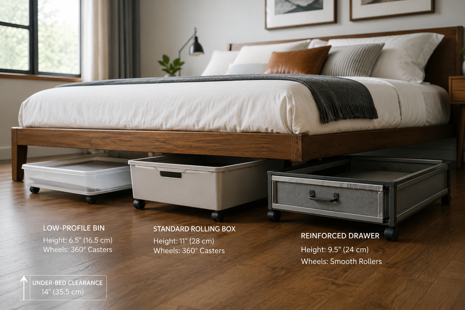 under-bed storage with wheels - Illustration 1