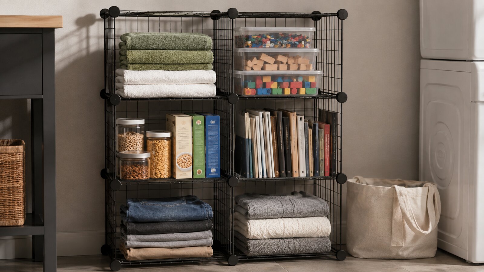 Wire Cube Organizer storage setup