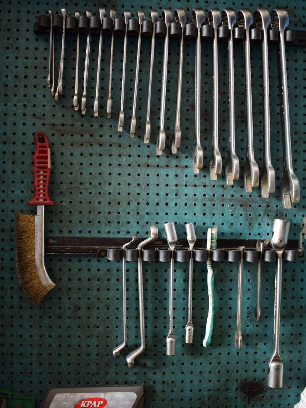 Garage organization systems for tools, equipment, and extra storage.